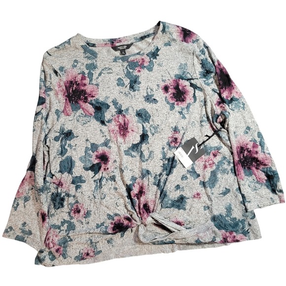 Simply Vera Vera Wang Tops - Simply Vera Vera Wang Womens XL Floral Print Twist Front Long Sleeve Top